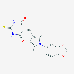 molecular formula C20H19N3O4S B298932 5-{[1-(1,3-benzodioxol-5-yl)-2,5-dimethyl-1H-pyrrol-3-yl]methylidene}-1,3-dimethyl-2-thioxodihydropyrimidine-4,6(1H,5H)-dione 