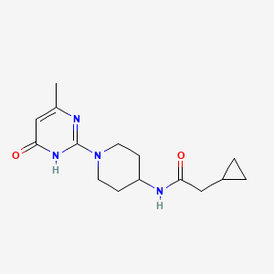 molecular formula C15H22N4O2 B2989326 2-cyclopropyl-N-(1-(4-methyl-6-oxo-1,6-dihydropyrimidin-2-yl)piperidin-4-yl)acetamide CAS No. 1903779-85-0