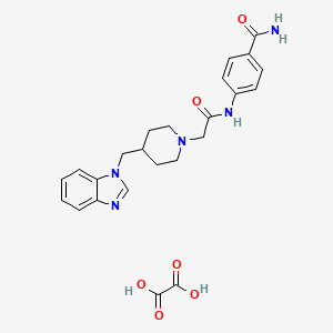 molecular formula C24H27N5O6 B2989330 4-(2-(4-((1H-benzo[d]imidazol-1-yl)methyl)piperidin-1-yl)acetamido)benzamide oxalate CAS No. 1351595-24-8