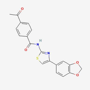 molecular formula C19H14N2O4S B2989336 4-乙酰基-N-(4-(苯并[d][1,3]二氧杂环-5-基)噻唑-2-基)苯甲酰胺 CAS No. 477547-56-1