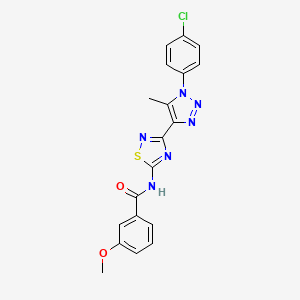 molecular formula C19H15ClN6O2S B2989339 N-{3-[1-(4-氯苯基)-5-甲基-1H-1,2,3-三唑-4-基]-1,2,4-噻二唑-5-基}-3-甲氧基苯甲酰胺 CAS No. 895117-31-4