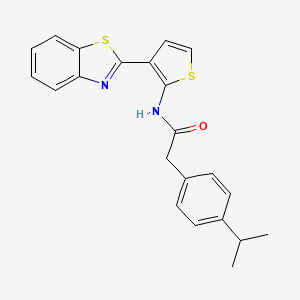 molecular formula C22H20N2OS2 B2989343 N-(3-(苯并[d]噻唑-2-基)噻吩-2-基)-2-(4-异丙基苯基)乙酰胺 CAS No. 923394-53-0