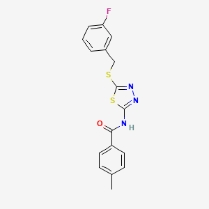 molecular formula C17H14FN3OS2 B2989349 N-(5-((3-fluorobenzyl)thio)-1,3,4-thiadiazol-2-yl)-4-methylbenzamide CAS No. 392303-37-6