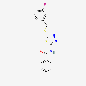 molecular formula C17H14FN3OS2 B2989349 N-(5-((3-氟苄基)硫代)-1,3,4-噻二唑-2-基)-4-甲基苯甲酰胺 CAS No. 392303-37-6