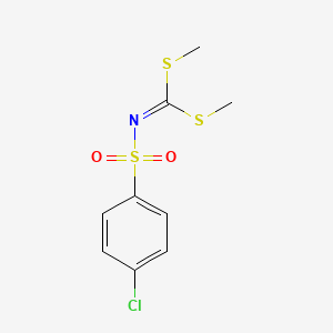 molecular formula C9H10ClNO2S3 B2989358 N-[bis(methylsulfanyl)methylidene]-4-chlorobenzene-1-sulfonamide CAS No. 13068-12-7