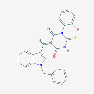 molecular formula C26H18FN3O2S B298936 5-[(1-benzyl-1H-indol-3-yl)methylene]-1-(2-fluorophenyl)-2-thioxodihydro-4,6(1H,5H)-pyrimidinedione 