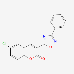 molecular formula C17H9ClN2O3 B2989362 6-chloro-3-(3-phenyl-1,2,4-oxadiazol-5-yl)-2H-chromen-2-one CAS No. 892754-09-5