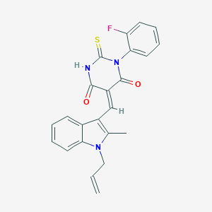 molecular formula C23H18FN3O2S B298937 5-[(1-allyl-2-methyl-1H-indol-3-yl)methylene]-1-(2-fluorophenyl)-2-thioxodihydro-4,6(1H,5H)-pyrimidinedione 