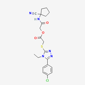 molecular formula C20H22ClN5O3S B2989371 [2-[(1-Cyanocyclopentyl)amino]-2-oxoethyl] 2-[[5-(4-chlorophenyl)-4-ethyl-1,2,4-triazol-3-yl]sulfanyl]acetate CAS No. 930519-65-6