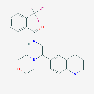 molecular formula C24H28F3N3O2 B2989372 N-(2-(1-methyl-1,2,3,4-tetrahydroquinolin-6-yl)-2-morpholinoethyl)-2-(trifluoromethyl)benzamide CAS No. 922113-45-9