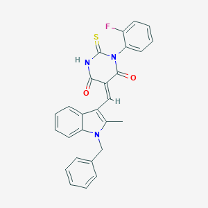 molecular formula C27H20FN3O2S B298938 5-[(1-benzyl-2-methyl-1H-indol-3-yl)methylene]-1-(2-fluorophenyl)-2-thioxodihydro-4,6(1H,5H)-pyrimidinedione 