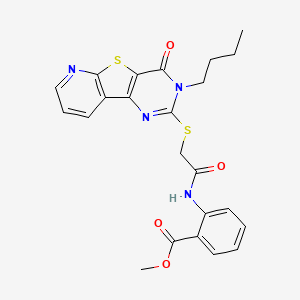 molecular formula C23H22N4O4S2 B2989382 2-(2-((3-丁基-4-氧代-3,4-二氢吡啶并[3',2':4,5]噻吩并[3,2-d]嘧啶-2-基)硫代)乙酰氨基)苯甲酸甲酯 CAS No. 1242997-78-9