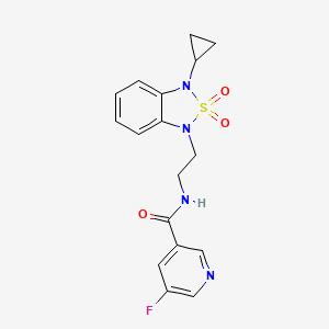 molecular formula C17H17FN4O3S B2989393 N-[2-(3-cyclopropyl-2,2-dioxo-1,3-dihydro-2lambda6,1,3-benzothiadiazol-1-yl)ethyl]-5-fluoropyridine-3-carboxamide CAS No. 2097916-47-5