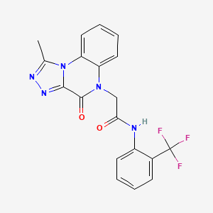 molecular formula C19H14F3N5O2 B2989400 2-(1-methyl-4-oxo-[1,2,4]triazolo[4,3-a]quinoxalin-5(4H)-yl)-N-(2-(trifluoromethyl)phenyl)acetamide CAS No. 1357751-72-4
