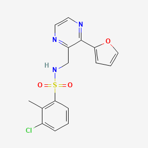 molecular formula C16H14ClN3O3S B2989404 3-chloro-N-((3-(furan-2-yl)pyrazin-2-yl)methyl)-2-methylbenzenesulfonamide CAS No. 2034428-44-7