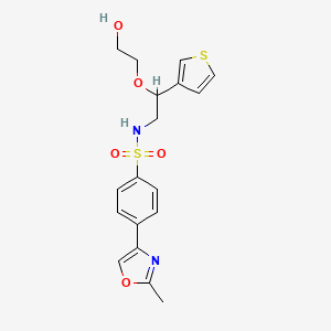 molecular formula C18H20N2O5S2 B2989406 2-{2-[4-(2-甲基-1,3-恶唑-4-基)苯磺酰胺基]-1-(噻吩-3-基)乙氧基}乙醇 CAS No. 2097894-27-2