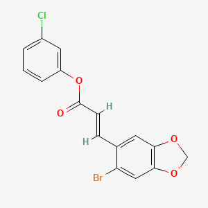 molecular formula C16H10BrClO4 B2989407 (3-氯苯基) (E)-3-(6-溴-1,3-苯并二氧杂环-5-基)丙-2-烯酸酯 CAS No. 478259-32-4