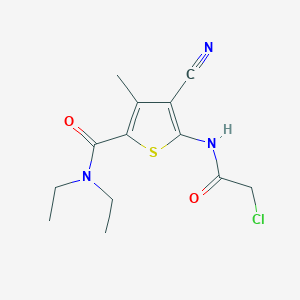 molecular formula C13H16ClN3O2S B2989409 5-[(chloroacetyl)amino]-4-cyano-N,N-diethyl-3-methylthiophene-2-carboxamide CAS No. 540793-27-9