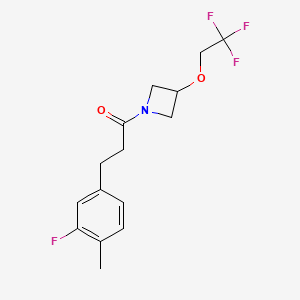 molecular formula C15H17F4NO2 B2989417 3-(3-氟-4-甲基苯基)-1-(3-(2,2,2-三氟乙氧基)氮杂环丁基)-1-丙酮 CAS No. 2319851-04-0