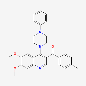 molecular formula C29H29N3O3 B2989424 (6,7-Dimethoxy-4-(4-phenylpiperazin-1-yl)quinolin-3-yl)(p-tolyl)methanone CAS No. 887223-17-8