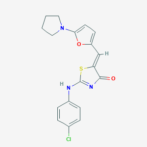 molecular formula C18H16ClN3O2S B298943 (5Z)-2-(4-chloroanilino)-5-[(5-pyrrolidin-1-ylfuran-2-yl)methylidene]-1,3-thiazol-4-one 