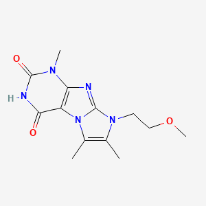 molecular formula C13H17N5O3 B2989432 8-(2-甲氧基乙基)-1,6,7-三甲基-1H-咪唑并[2,1-f]嘧啶-2,4(3H,8H)-二酮 CAS No. 879465-96-0