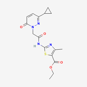 molecular formula C16H18N4O4S B2989433 ethyl 2-(2-(3-cyclopropyl-6-oxopyridazin-1(6H)-yl)acetamido)-4-methylthiazole-5-carboxylate CAS No. 2034268-00-1