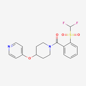 molecular formula C18H18F2N2O4S B2989436 (2-((Difluoromethyl)sulfonyl)phenyl)(4-(pyridin-4-yloxy)piperidin-1-yl)methanone CAS No. 2034301-42-1