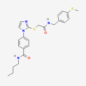 molecular formula C24H28N4O2S2 B2989449 N-butyl-4-(2-((2-((4-(methylthio)benzyl)amino)-2-oxoethyl)thio)-1H-imidazol-1-yl)benzamide CAS No. 1207036-97-2