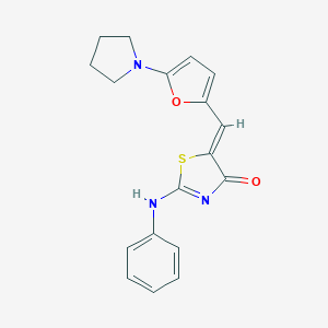 molecular formula C18H17N3O2S B298945 (5Z)-2-anilino-5-[(5-pyrrolidin-1-ylfuran-2-yl)methylidene]-1,3-thiazol-4-one 
