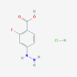 molecular formula C7H8ClFN2O2 B2989451 2-Fluoro-4-hydrazinylbenzoic acid hydrochloride CAS No. 1864073-36-8