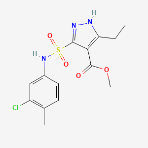 molecular formula C14H16ClN3O4S B2989458 5-(N-(3-氯-4-甲基苯基)磺酰基)-3-乙基-1H-吡唑-4-羧酸甲酯 CAS No. 1319196-84-3