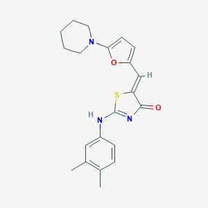 (5Z)-2-(3,4-dimethylanilino)-5-[(5-piperidin-1-ylfuran-2-yl)methylidene]-1,3-thiazol-4-one