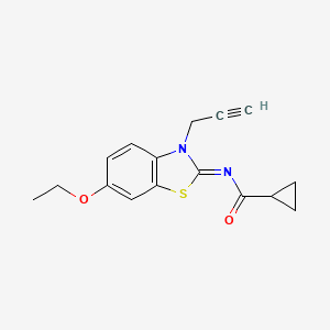 molecular formula C16H16N2O2S B2989471 (Z)-N-(6-ethoxy-3-(prop-2-yn-1-yl)benzo[d]thiazol-2(3H)-ylidene)cyclopropanecarboxamide CAS No. 865197-16-6