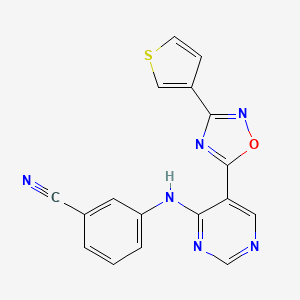 3-((5-(3-(Thiophen-3-yl)-1,2,4-oxadiazol-5-yl)pyrimidin-4-yl)amino)benzonitrile