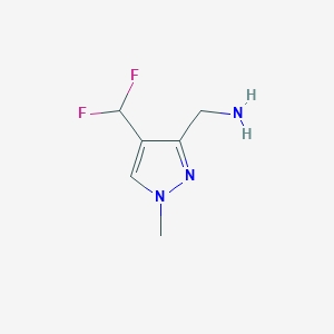 molecular formula C6H9F2N3 B2989480 (1-Methyl-4-difluoromethyl-1H-pyrazole-3-yl)methylamine CAS No. 1801270-15-4