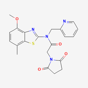 2-(2,5-dioxopyrrolidin-1-yl)-N-(4-methoxy-7-methylbenzo[d]thiazol-2-yl)-N-(pyridin-2-ylmethyl)acetamide