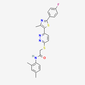 molecular formula C24H21FN4OS2 B2989504 N-(2,4-dimethylphenyl)-2-((6-(2-(4-fluorophenyl)-4-methylthiazol-5-yl)pyridazin-3-yl)thio)acetamide CAS No. 923172-68-3