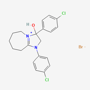 molecular formula C20H21BrCl2N2O B2989509 1,3-bis(4-chlorophenyl)-3-hydroxy-3,5,6,7,8,9-hexahydro-2H-imidazo[1,2-a]azepin-1-ium bromide CAS No. 1104733-59-6