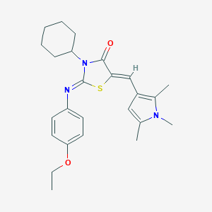 molecular formula C25H31N3O2S B298952 3-cyclohexyl-2-[(4-ethoxyphenyl)imino]-5-[(1,2,5-trimethyl-1H-pyrrol-3-yl)methylene]-1,3-thiazolidin-4-one 