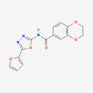 N-(5-(furan-2-yl)-1,3,4-oxadiazol-2-yl)-2,3-dihydrobenzo[b][1,4]dioxine-6-carboxamide