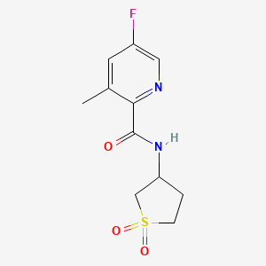molecular formula C11H13FN2O3S B2989548 N-(1,1-Dioxothiolan-3-yl)-5-fluoro-3-methylpyridine-2-carboxamide CAS No. 2415463-80-6