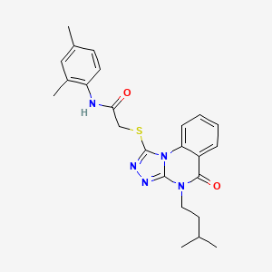 molecular formula C24H27N5O2S B2989549 N-(2,4-dimethylphenyl)-2-((4-isopentyl-5-oxo-4,5-dihydro-[1,2,4]triazolo[4,3-a]quinazolin-1-yl)thio)acetamide CAS No. 1111038-53-9