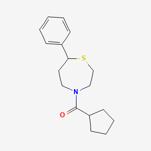 molecular formula C17H23NOS B2989551 Cyclopentyl(7-phenyl-1,4-thiazepan-4-yl)methanone CAS No. 1797637-23-0