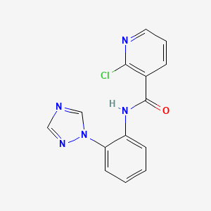 molecular formula C14H10ClN5O B2989559 2-chloro-N-[2-(1H-1,2,4-triazol-1-yl)phenyl]pyridine-3-carboxamide CAS No. 1215933-04-2