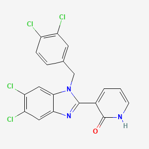 molecular formula C19H11Cl4N3O B2989562 3-[5,6-dichloro-1-(3,4-dichlorobenzyl)-1H-1,3-benzimidazol-2-yl]-2(1H)-pyridinone CAS No. 338774-14-4