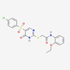2-[[5-(4-chlorophenyl)sulfonyl-6-oxo-1H-pyrimidin-2-yl]sulfanyl]-N-(2-ethoxyphenyl)acetamide