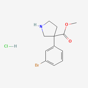 molecular formula C12H15BrClNO2 B2989585 Methyl 3-(3-bromophenyl)pyrrolidine-3-carboxylate;hydrochloride CAS No. 2408965-21-7