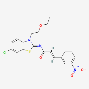 molecular formula C20H18ClN3O4S B2989590 (2E,NZ)-N-(6-chloro-3-(2-ethoxyethyl)benzo[d]thiazol-2(3H)-ylidene)-3-(3-nitrophenyl)acrylamide CAS No. 865162-52-3