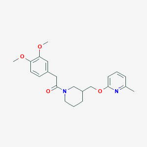 molecular formula C22H28N2O4 B2989600 2-(3,4-Dimethoxyphenyl)-1-[3-[(6-methylpyridin-2-yl)oxymethyl]piperidin-1-yl]ethanone CAS No. 2379994-17-7